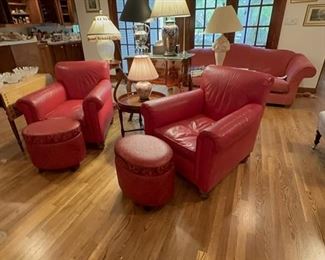 gorgeous red leather club chairs
red leather footstool storage