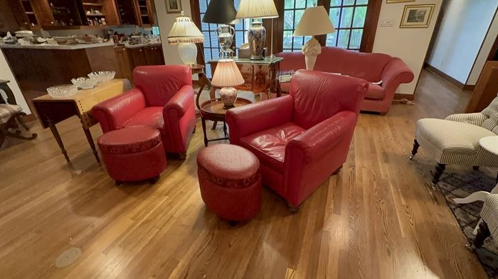 gorgeous red leather club chairs
red leather footstool storage