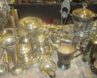 Silver Plate Servers and Pitchers