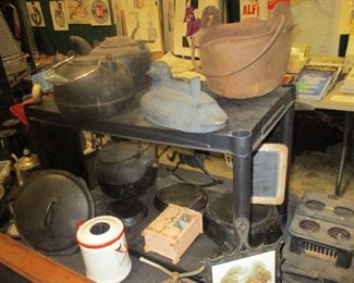 Cast Iron Boot Scrape and Enamelware