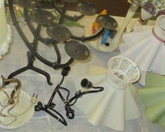 Candle Stands and Vintage Lamp Shades
