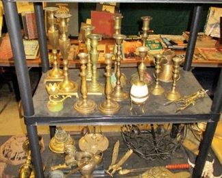 Brass and copper Mugs and Candlesticks