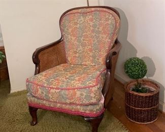 Vintage Double Caned Carved Wood Chair
