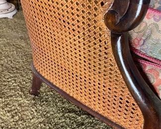 Vintage Double Caned Carved Wood Chair