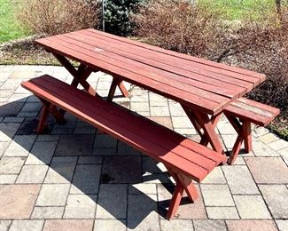 $150. Picnic Table with 2 Benches. Table: 68 x 23.75 x 29.5. Benches: 68 x 10.25 x 17. 