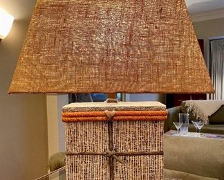 $250. Strikingly Vintage Lamp with Natural Fibers & Rope. 20 x 24. This lamp will take you places.