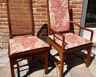 Henredon Caned Dining Chairs. Set of 6. 2 Armed Chairs: 23 x 19 x 44. 4 Chairs: 20 x 18 x 43.
