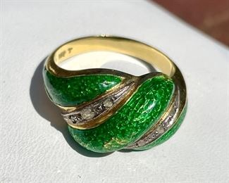 SOLD - 18K Green & Gold Ring. 5.4 dwt.