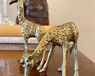 $58. Pair of Brass Giraffes.