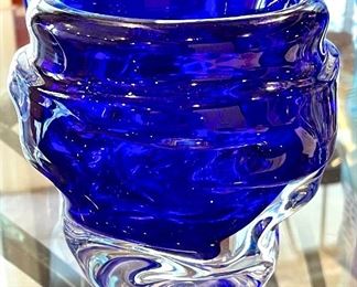 $60. Artisan Blue & Clear Vase/Bowl.