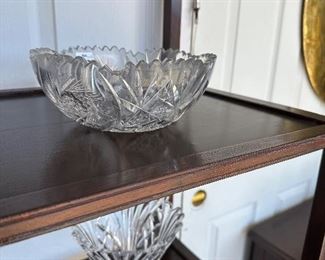 cut glass bowl and vase