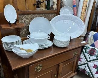 English wash stand with tile back