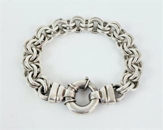 63 Grams Fine Sterling Silver Round Link 7.5" Bracelet