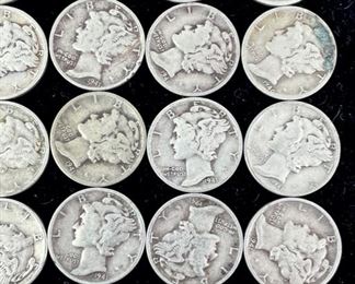 1940 & 1941 Mercury 90% Silver Dimes 55 Coins: 1940-S, 1940-D, 1941-S, 1941-D