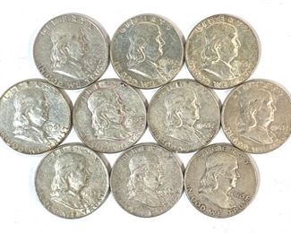 1957-1962 Franklin Silver Half Dollars - Each was struck in 12.5g of .900 Silver. Includes one 1957-D, one 1958-D, two 1959-D, one 1961, two 1961-D, and three 1962 examples.