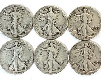 1942 Walking Liberty Silver Half Dollars - Each was struck in 12.5g of .900 Silver. Includes six 1942 examples.