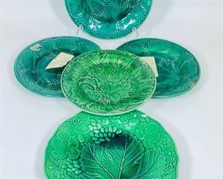 Clairefontaine France RS Majolica Greenware Leaf Plates Regal & Sanejouand 1860-1885 