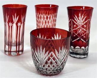 Fine Vintage Ruby Cut to Clear Glass Lot -