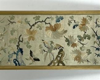 Asian Floral Embroidery on Silk