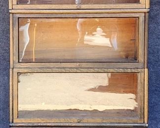 Vintage Globe Warnicke Oak Lawyers Bookcase with Original Tag Brass Accents