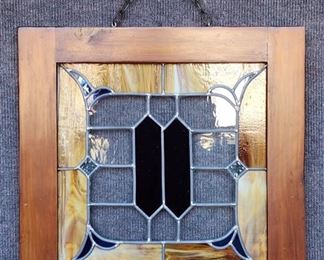 Antique Stained Leaded Glass Window 