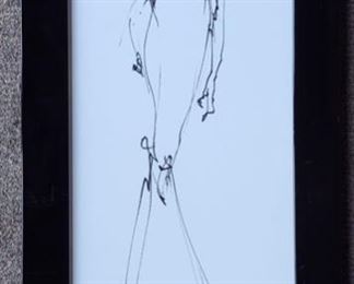 Modern Contour Line ink Drawing Figure in Dress