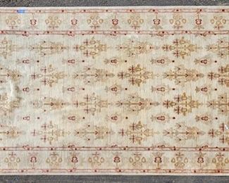 Vintage Persian Hand Knotted Silk Wool Blend Area Rug - burgundy, tan & beige 