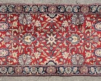 Vintage Persian Wool Hand Knotted Area Rug Runner - navy, red, pink, green, tan, cream