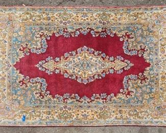 Vintage Persian Hand Knotted Wool Area Rug Good Knots & Rebound Ends - blue, tan, red, pink, blue, cream