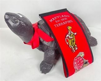University of Maryland Terrapins Banner and Plaster Turtle - Turtle has Some Damage 