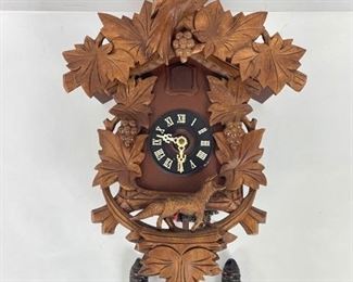 Vintage W German Wooden Cuckoo Clock - Includes Weights and Pendulum. Bellows Functional.