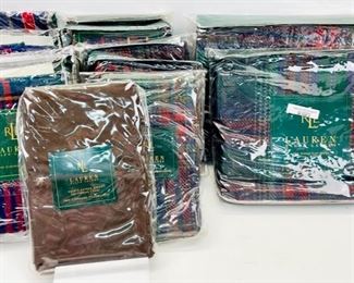 Ralph Lauren Grey Cliff Queen Extra Deep Fitted Sheet, Queen Flat Sheet, European Shams And Pillow Cases Assorted Lot NEW