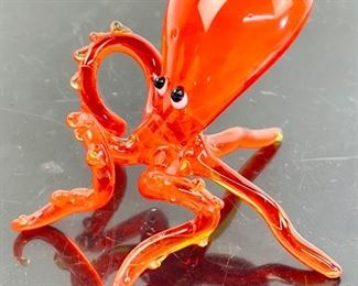 Art Glass Lovely Orange Octopus