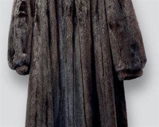 Fancy Brown Mink Fur Coat In Excellent Overall Preowned Condition 