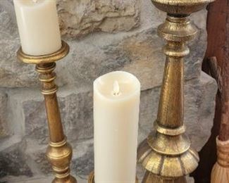 3 Piece set of Candle Holders with Flameless Candles