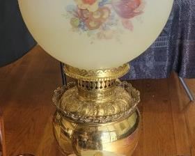 Antique Brass Converted Oil Lamp 
