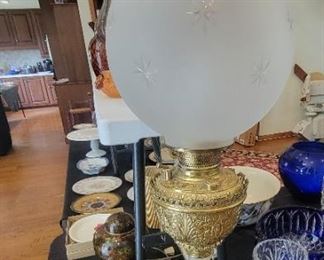 Antique Brass Converted Oil Lamp