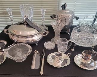 Silver Plate & Crystal