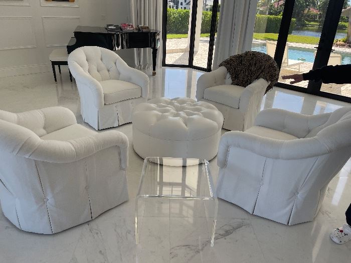 Selling 4 white upholstered chairs