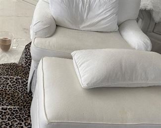 upholstered chair and ottoman