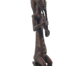 Large African Tribal Wood Seated Man Carving
