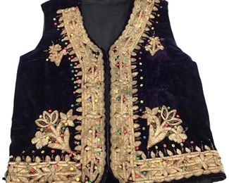 Embroidered Purple Velvet Traditional Vest
