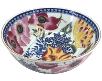 Oriental Accent Painted Porcelain Art Bowl

