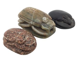 Carved Stone Egyptian Scarab Paperweights
