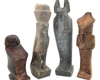 4pc Carved Stone Egyptian Sculptures
