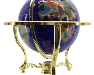 Blue Lapiz Semi-Precious Gemstone Globe
