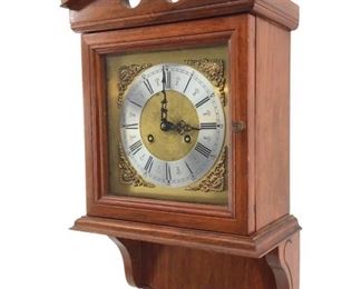 Vintage Wood and Brass Wall Clock
