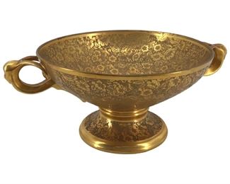 Vintage Floral Gold Painted Porcelain Toplin Bowl
