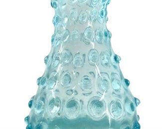 Blue Hobnail Art Glass Vase
