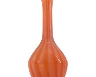 Vibrant Striped Orange Art Glass Vase
